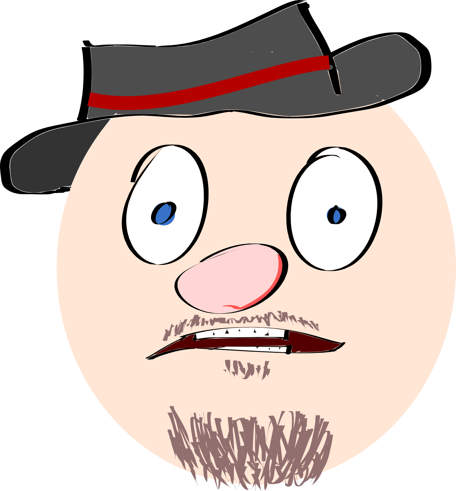 Cartoon face with beard and hat