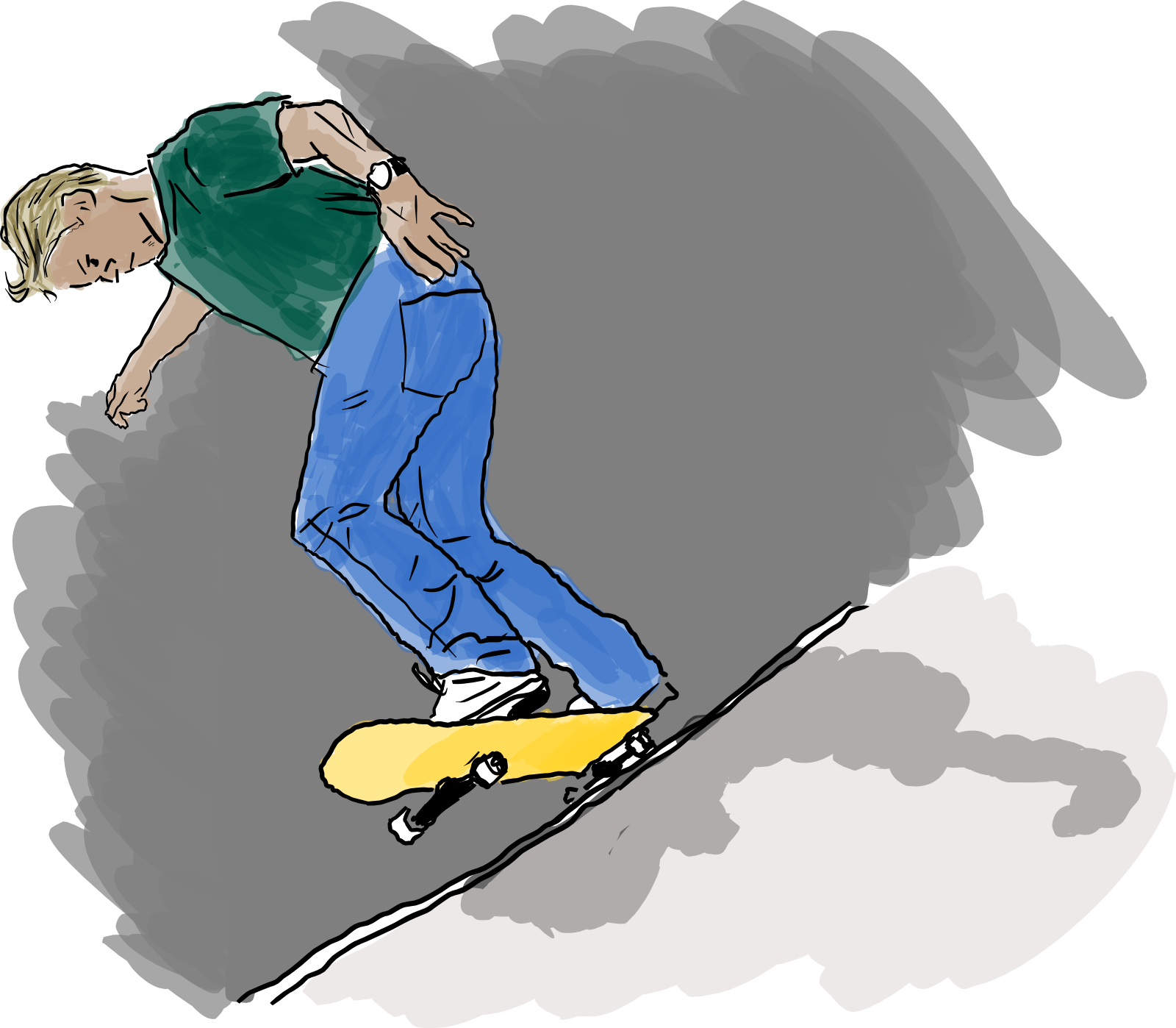 Drawing of a skate boarder